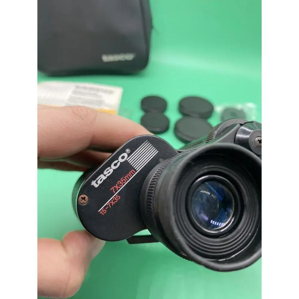 Tasco Binoculars 7x35mm 15-7x35 Case,Lens Cap Zip Focus Cleaning Cloth,Manual